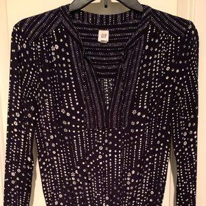 Cute Navy and White Gap Long Blouse/Short Dress